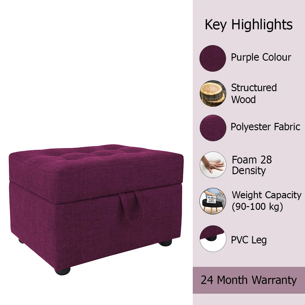 Tufted Storage Ottoman Bench Purple