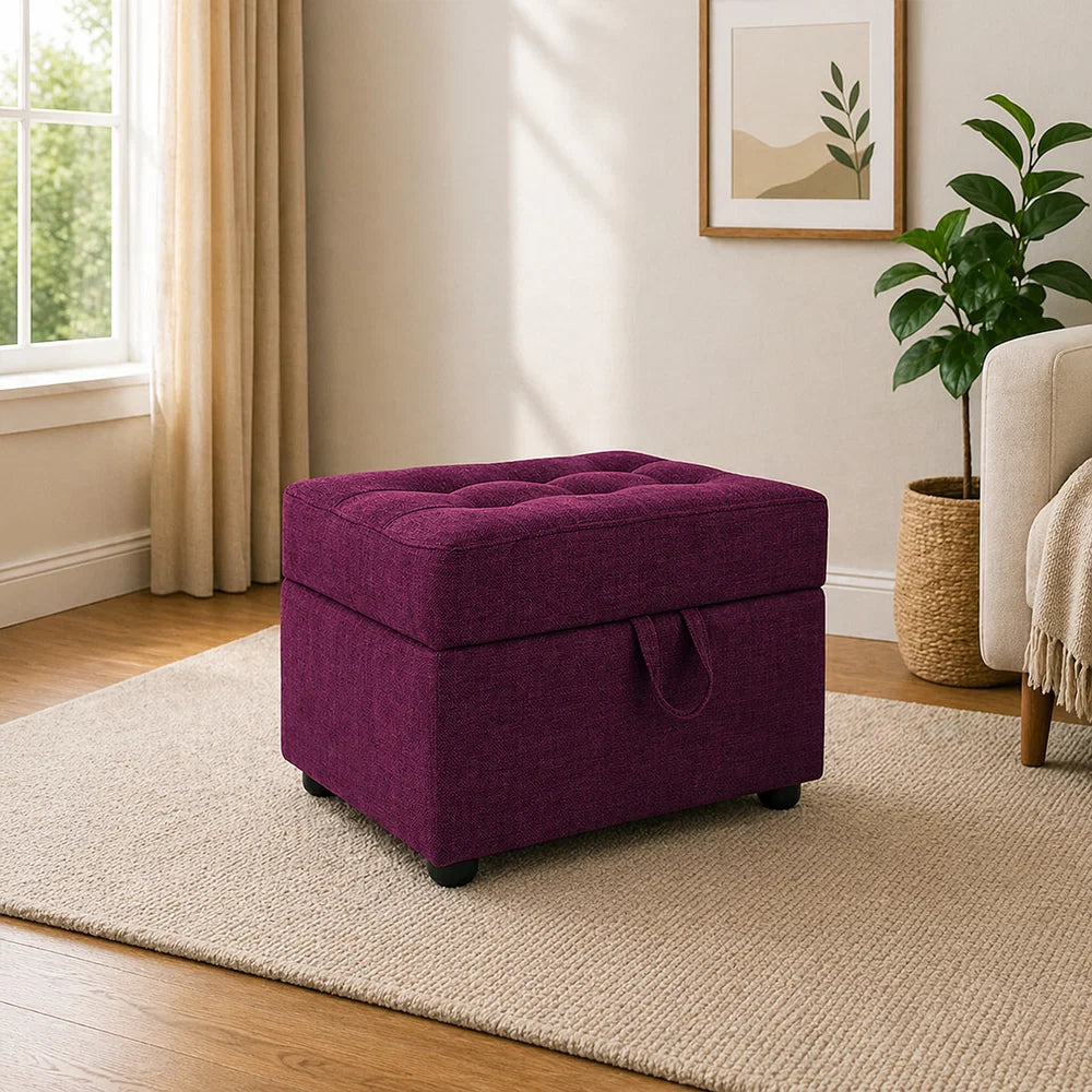 Tufted Storage Ottoman Bench Purple