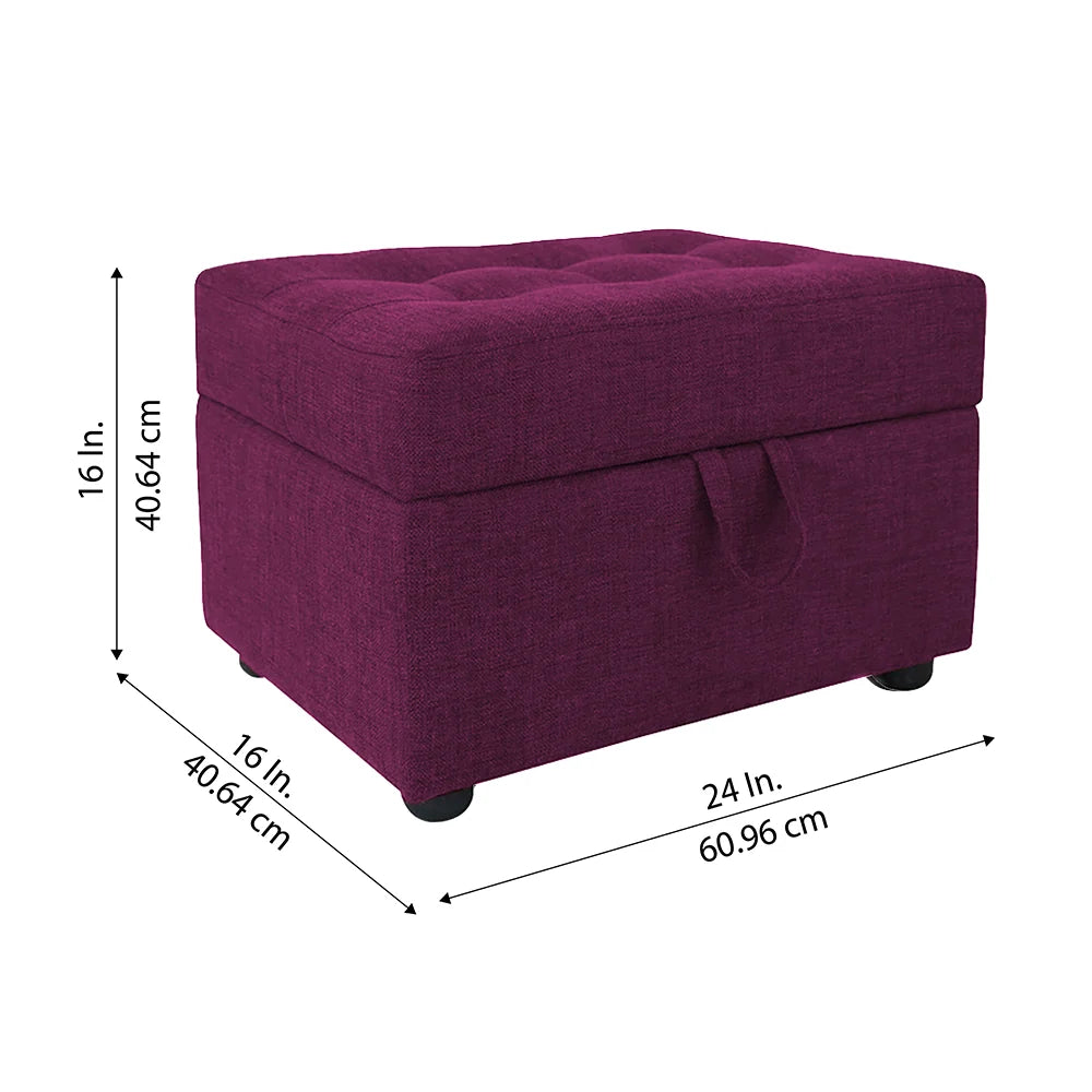 Tufted Storage Ottoman Bench Purple